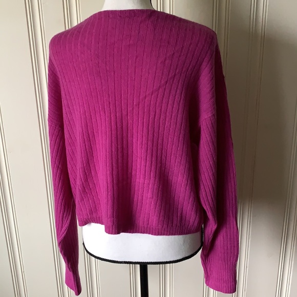 Free People Purple Ribbed Cashmere Sweater Size S NEW - Picture 5 of 6